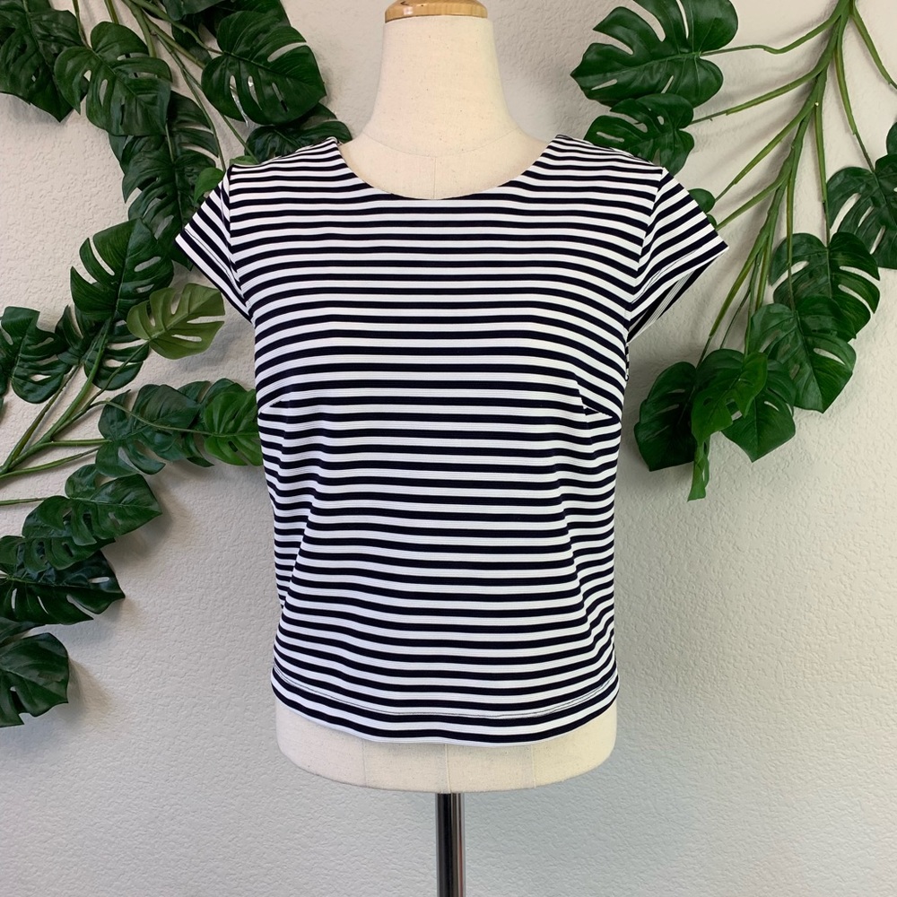 [Cato]Women’s Blue and White Stripped Short Sleeve